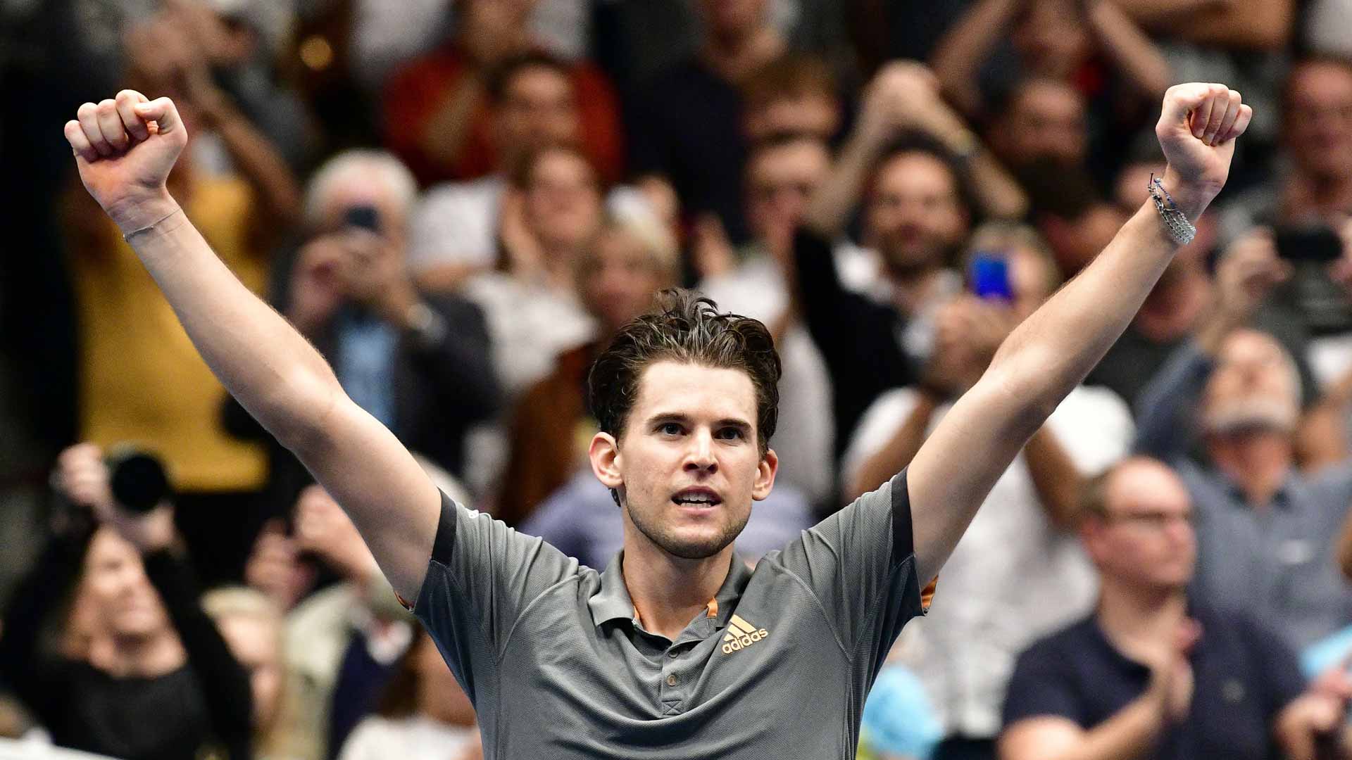 Dominic Thiem celebrates his 2019 Vienna triumph.